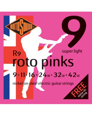 ROTOSOUND R9 STRINGS NICKEL SUPER LIGHT струны для электрогитары, никелевое покрытие, 9-42