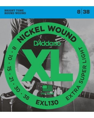 Струны для электрогитары D'ADDARIO EXL130 Extra Super Light 8-38