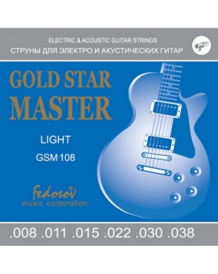 Fedosov GSM108 Gold Star Master Light Комплект струн для гитары 8-38